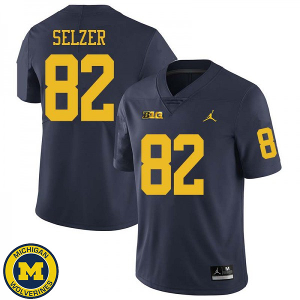 Men University of Michigan #82 Carter Selzer Navy Jordan Brand Football Jersey